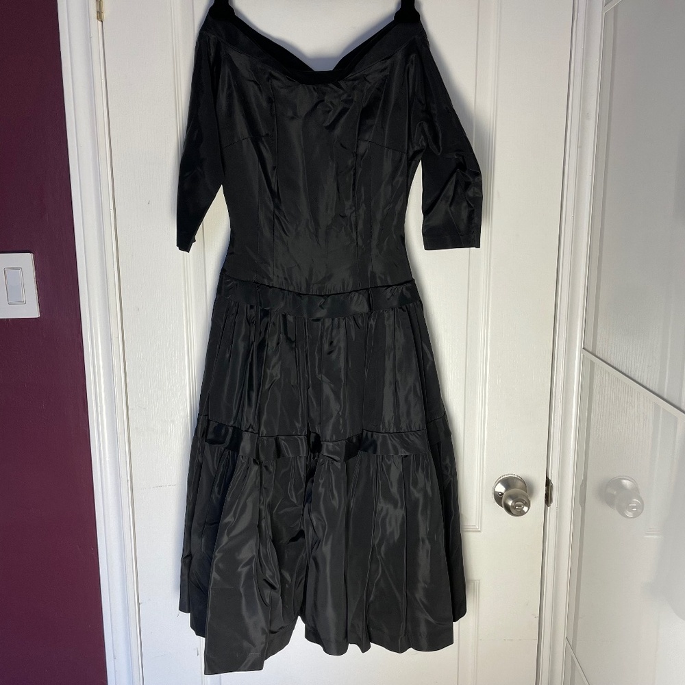 Rare Item Genuine 50's Cocktail Dress Black Silk